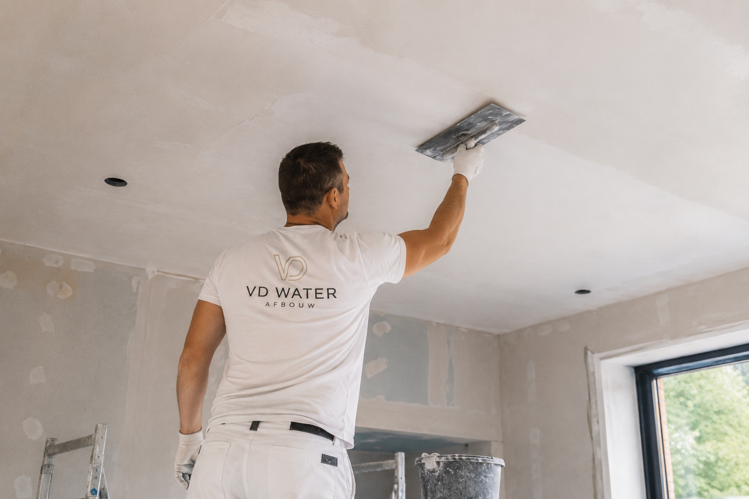 Plafond stucen door VD Water Afbouw
